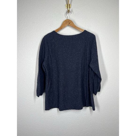 Talbots Speckled Knit Pullover Sweater XL Navy Colorful Cotton Wool Blend - Picture 5 of 5